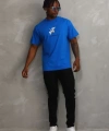 Biçomi Unisex Baskılı Oversize T-Shirt - Mavi
