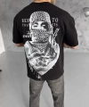 Biçomi Unisex Baskılı Oversize T-Shirt - Siyah