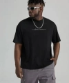 Biçomi Unisex Baskılı Oversize T-Shirt - Siyah