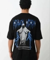 Biçomi Unisex Baskılı Oversize T-Shirt - Siyah
