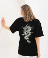 Biçomi Unisex Baskılı Oversize T-Shirt - Siyah