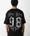 Biçomi Unisex Baskılı Oversize T-Shirt - Siyah