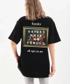 Biçomi Unisex Baskılı Oversize T-Shirt - Siyah