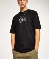 Biçomi Unisex Baskılı Oversize T-Shirt - Siyah