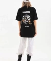Biçomi Unisex Baskılı Oversize T-Shirt - Siyah