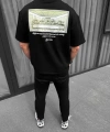 Biçomi Unisex Baskılı Oversize T-Shirt - Siyah
