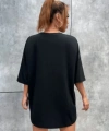 Biçomi Unisex Baskılı Oversize T-Shirt - Siyah