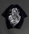 Biçomi Unisex Baskılı Oversize T-Shirt - Siyah