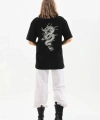 Biçomi Unisex Baskılı Oversize T-Shirt - Siyah