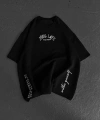 Biçomi Unisex Baskılı Oversize T-Shirt - Siyah