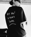 Biçomi Unisex Baskılı Oversize T-Shirt - Siyah