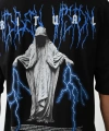 Biçomi Unisex Baskılı Oversize T-Shirt - Siyah