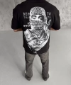 Biçomi Unisex Baskılı Oversize T-Shirt - Siyah