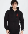 Biçomi Unisex Baskılı Tam Fermuarlı Kapşonlu SweatShirt - Siyah