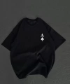 Biçomi Unisex Bisiklet Yaka Baskılı Oversize T-Shirt - Siyah