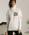 Biçomi Unisex Kapşonlu Baskılı Sweetshirt - Beyaz