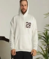Biçomi Unisex Kapşonlu Baskılı Sweetshirt - Beyaz