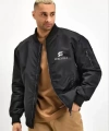 Biçomi Unisex Uzun Kol Baskılı Bomber Ceket - Siyah
