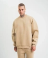 Biçomi Uzun Kol Bisiklet Yaka Basic SweatShirt - Bej