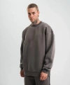 Biçomi Uzun Kol Bisiklet Yaka Basic SweatShirt - Füme