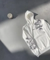 Biçomi Uzun Kol Kapşonlu Baskılı SweatShirt - Beyaz