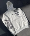 Biçomi Uzun Kol Kapşonlu Baskılı SweatShirt - Beyaz