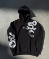 Biçomi Uzun Kol Kapşonlu Baskılı SweatShirt - Siyah