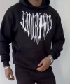 Biçomi Uzun Kol Kapşonlu Baskılı SweatShirt - Siyah