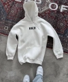 Biçomi Uzun Kol Kapşonlu Göğüs Baskılı SweatShirt - Beyaz