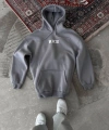 Biçomi Uzun Kol Kapşonlu Göğüs Baskılı SweatShirt - Gri