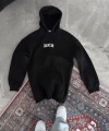Biçomi Uzun Kol Kapşonlu Göğüs Baskılı SweatShirt - Siyah