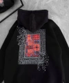 Biçomi Uzun Kol Kapşonlu Ön Ve Arka Baskılı SweatShirt - Siyah