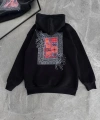 Biçomi Uzun Kol Kapşonlu Ön Ve Arka Baskılı SweatShirt - Siyah