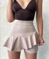 BİÇOMİ Valonlu fırfırlı şort bej s24683