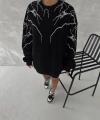 Biçomi Yıldırım Baskılı Bisiklet Yaka SweatShirt - Siyah