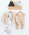 Peluş Hırkalı 3 Lü Kız Bebek Takım