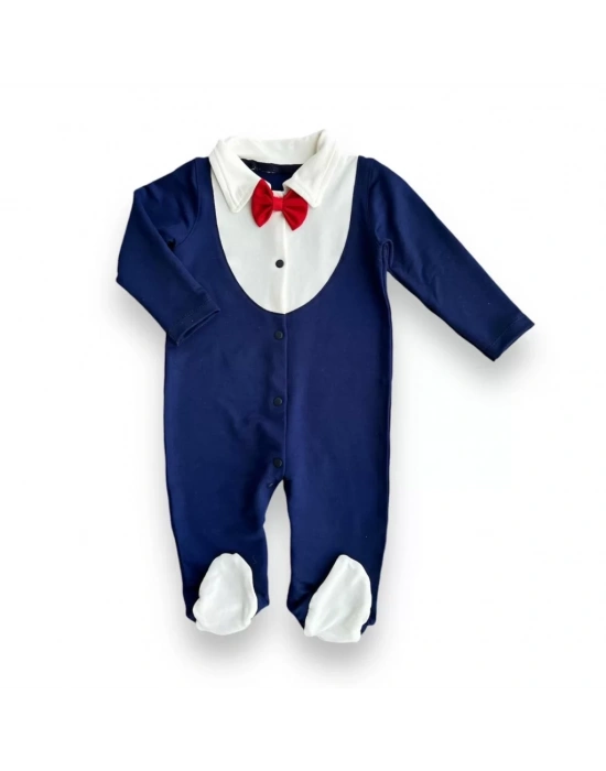0-3 3-6 6-9 Ay Smokin Papyonlu Erkek Bebek Tulumu Lacivert