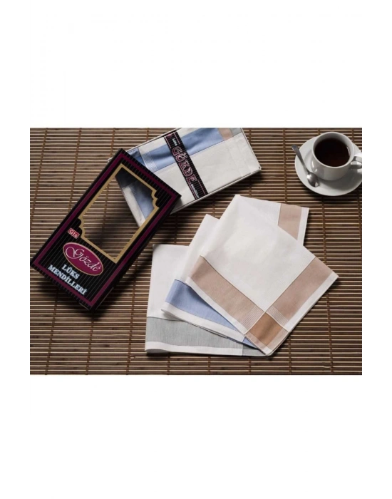 12 Lİ El Cep Kumaş Mendil 42x42 Cm Pamuklu GM02