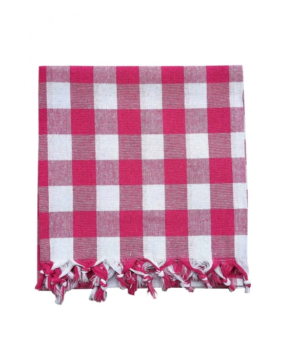 150x150 Cm Kareli Yer Sofra Bezi Piknik Masa Örtüsü Saçaklı