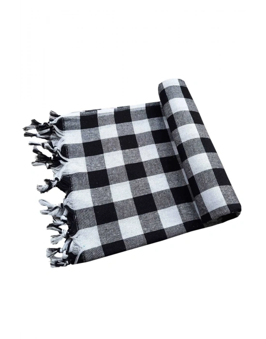 150x150 Cm Kareli Yer Sofra Bezi Piknik Masa Örtüsü Saçaklı