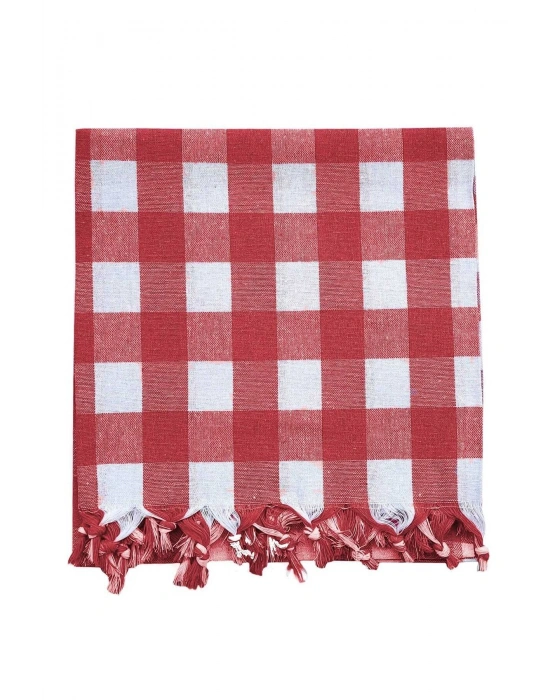 150x150 Cm Kareli Yer Sofra Bezi Piknik Masa Örtüsü Saçaklı