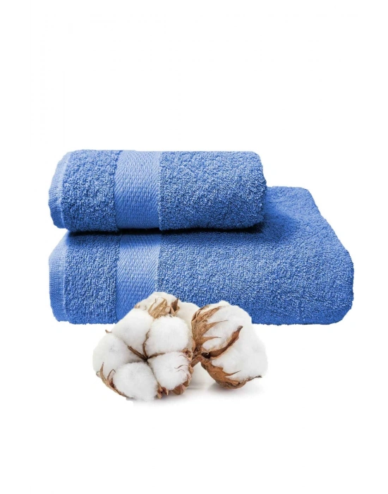 2 li Banyo Havlu Takımı %100 Pamuklu Dry Mavi