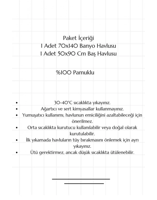 2 li Banyo Havlu Takımı %100 Pamuklu Dry Mavi