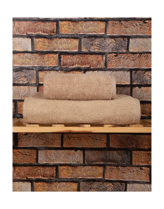 2 Parça %100 Pamuklu Soft Lüx Banyo Havlu Seti Kahve