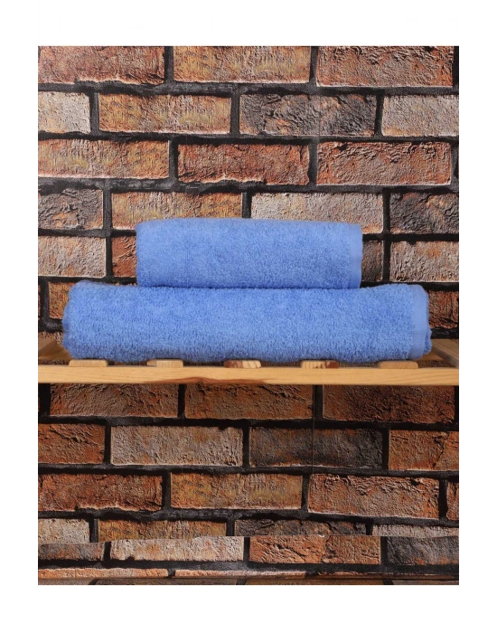 2 Parça %100 Pamuklu Soft Lüx Banyo Havlu Seti Mavi