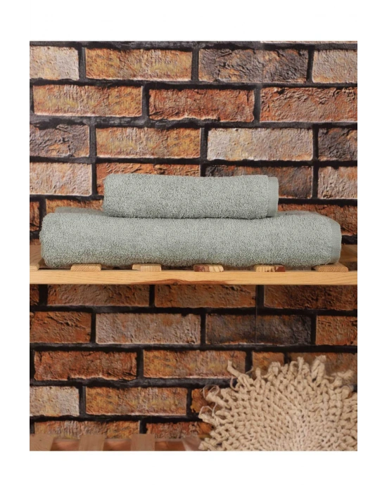 2 Parça %100 Pamuklu Soft Lüx Banyo Havlu Seti Yeşil