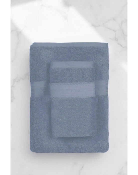 2 Parça Battal Lüks Premium Banyo Spa Havlu Takımı 90x170 Cm İndigo
