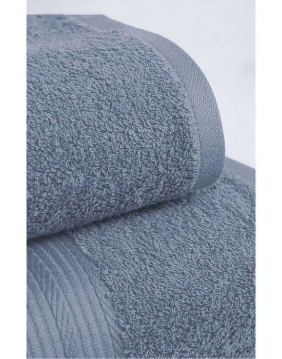 2 Parça Battal Lüks Premium Banyo Spa Havlu Takımı 90x170 Cm İndigo