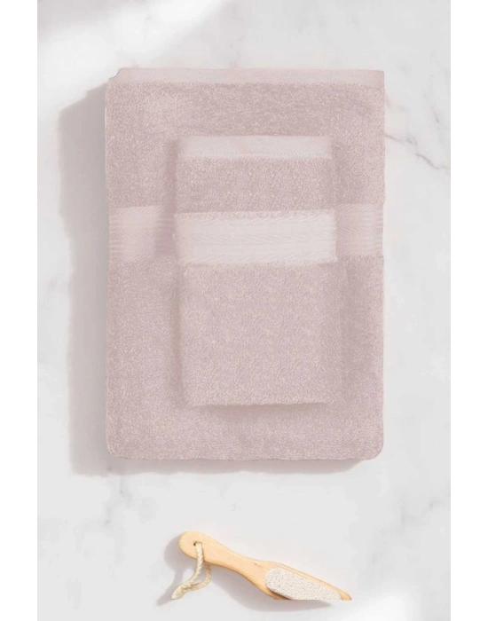 2 Parça Battal Lüks Premium Banyo Spa Havlu Takımı 90x170 Cm Pudra