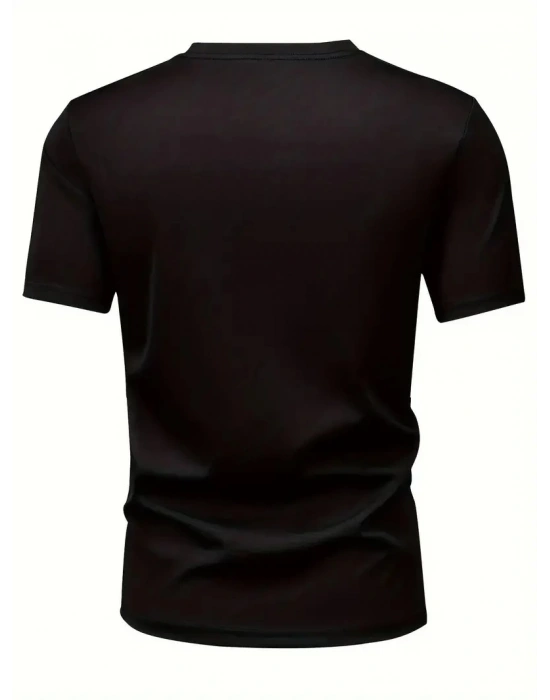 20/1 Penye Compack Baskılı Oversize Bisiklet Yaka Kısa Kol T-shirt - Siyah -